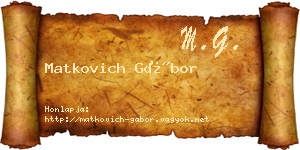 Matkovich Gábor névjegykártya